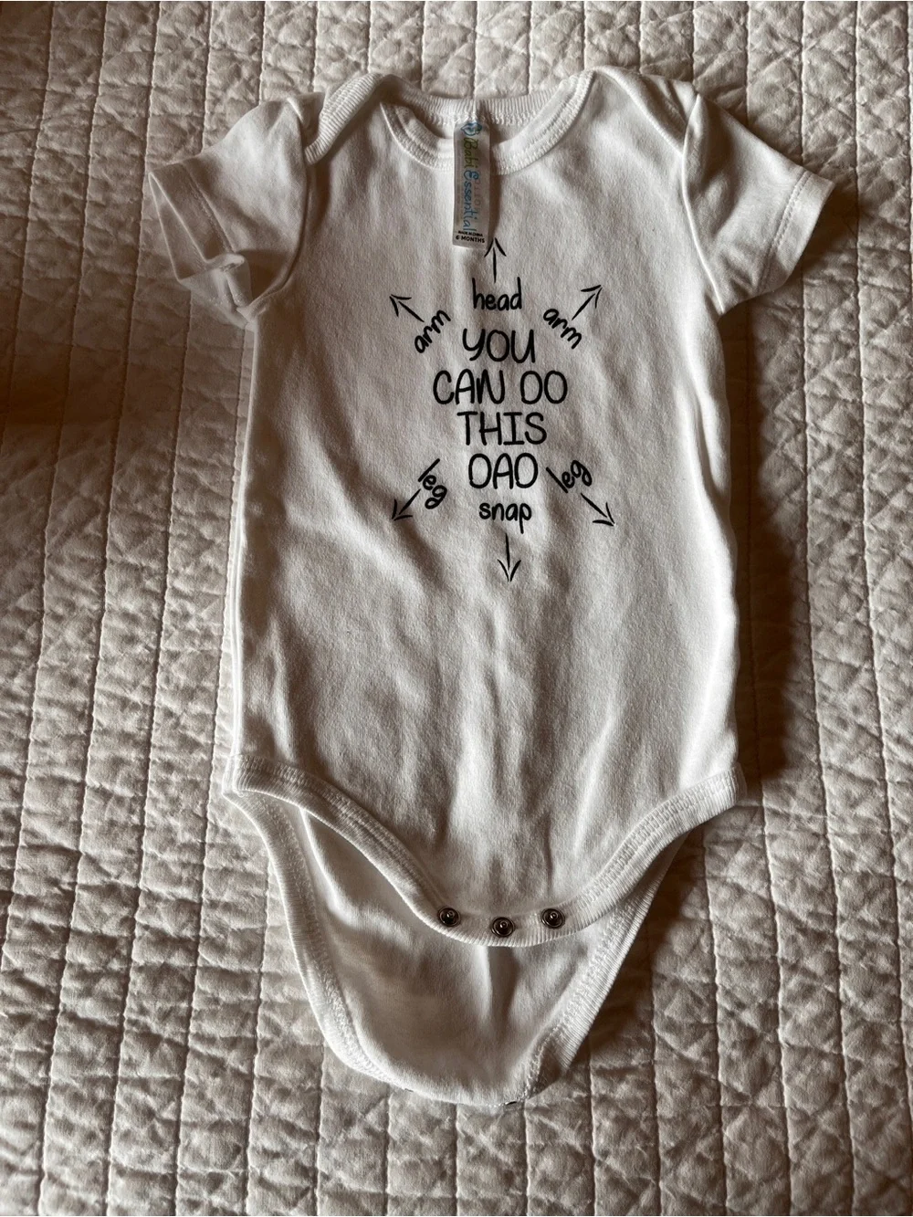 White Baby One-Piece Bodysuit - 'You Can Do This Dad' 6m